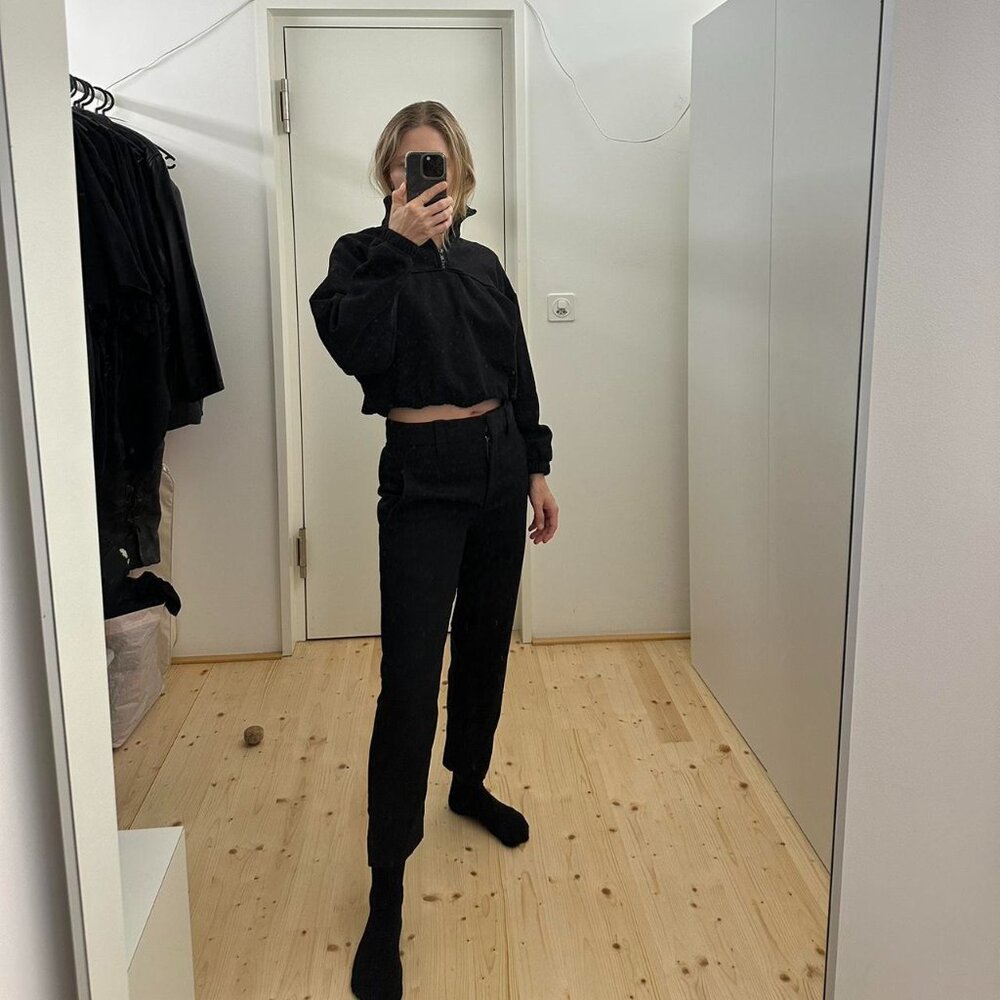 Acne TREA STRUCTURED WOOL STRAIGHT LEG TROUSERS in Black (nwot) Size Fr 34 - Picture 3 of 9